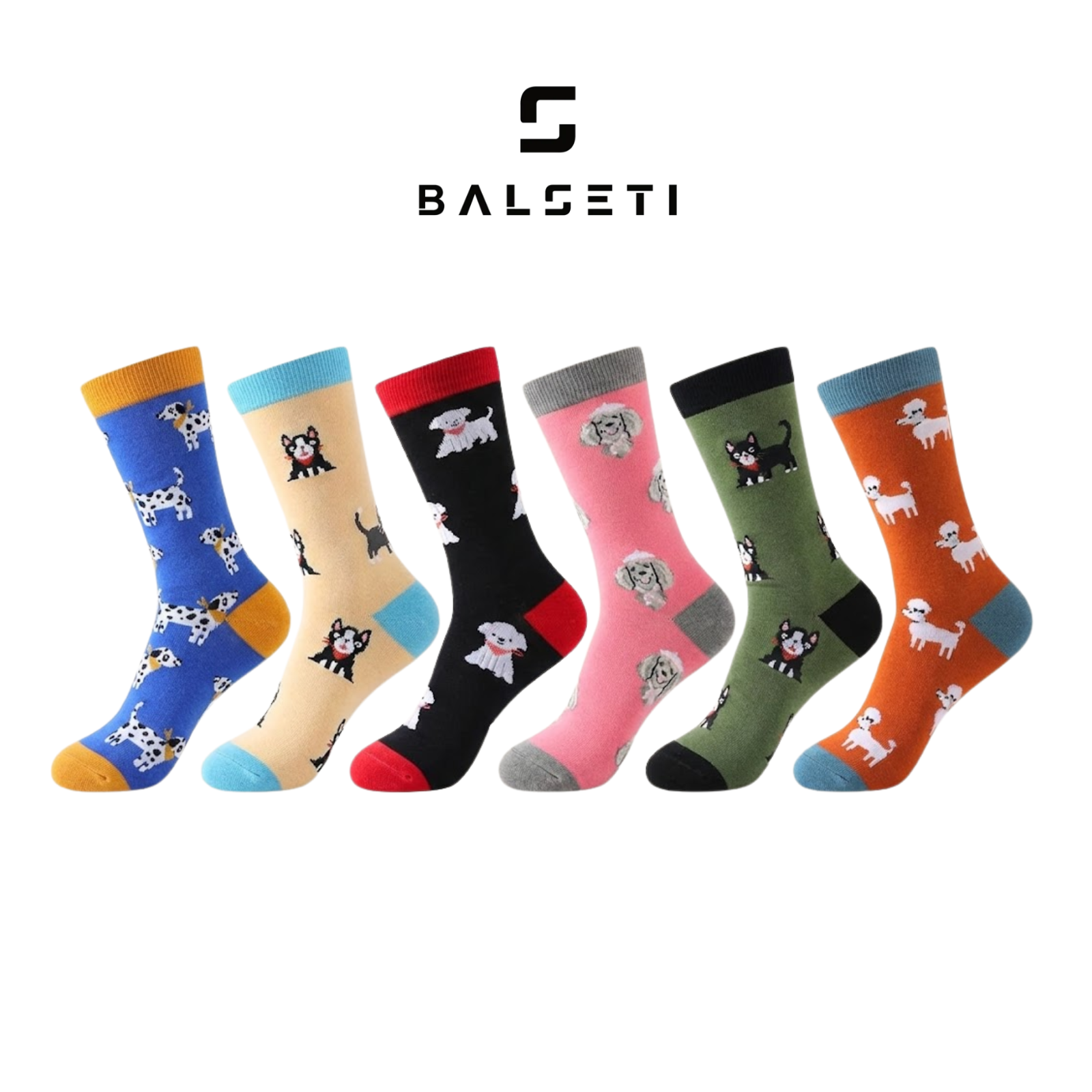 Calcetines multicolores de perritos