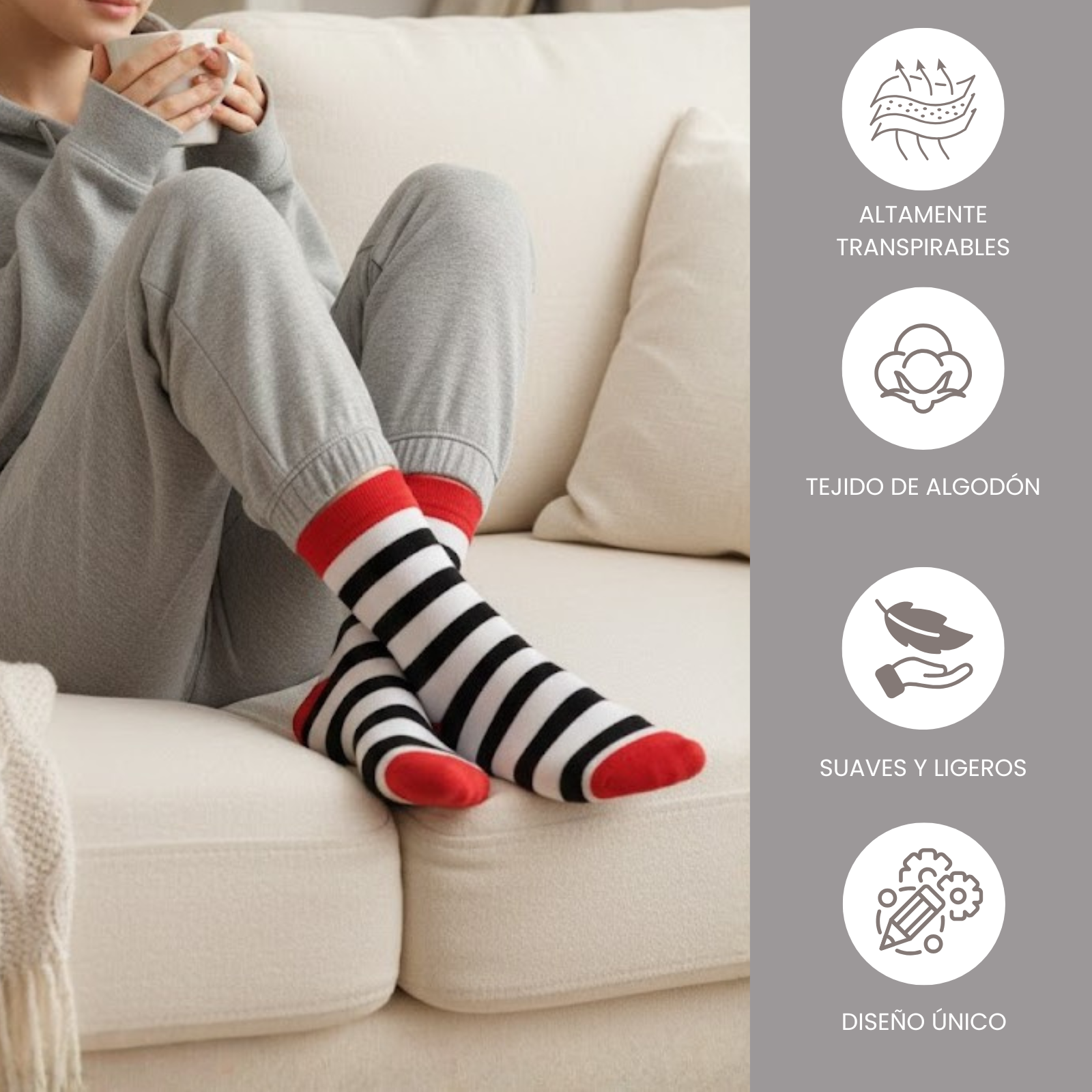 Pack de 6 Calcetines Estampados para Mujer – Rayas y Círculos