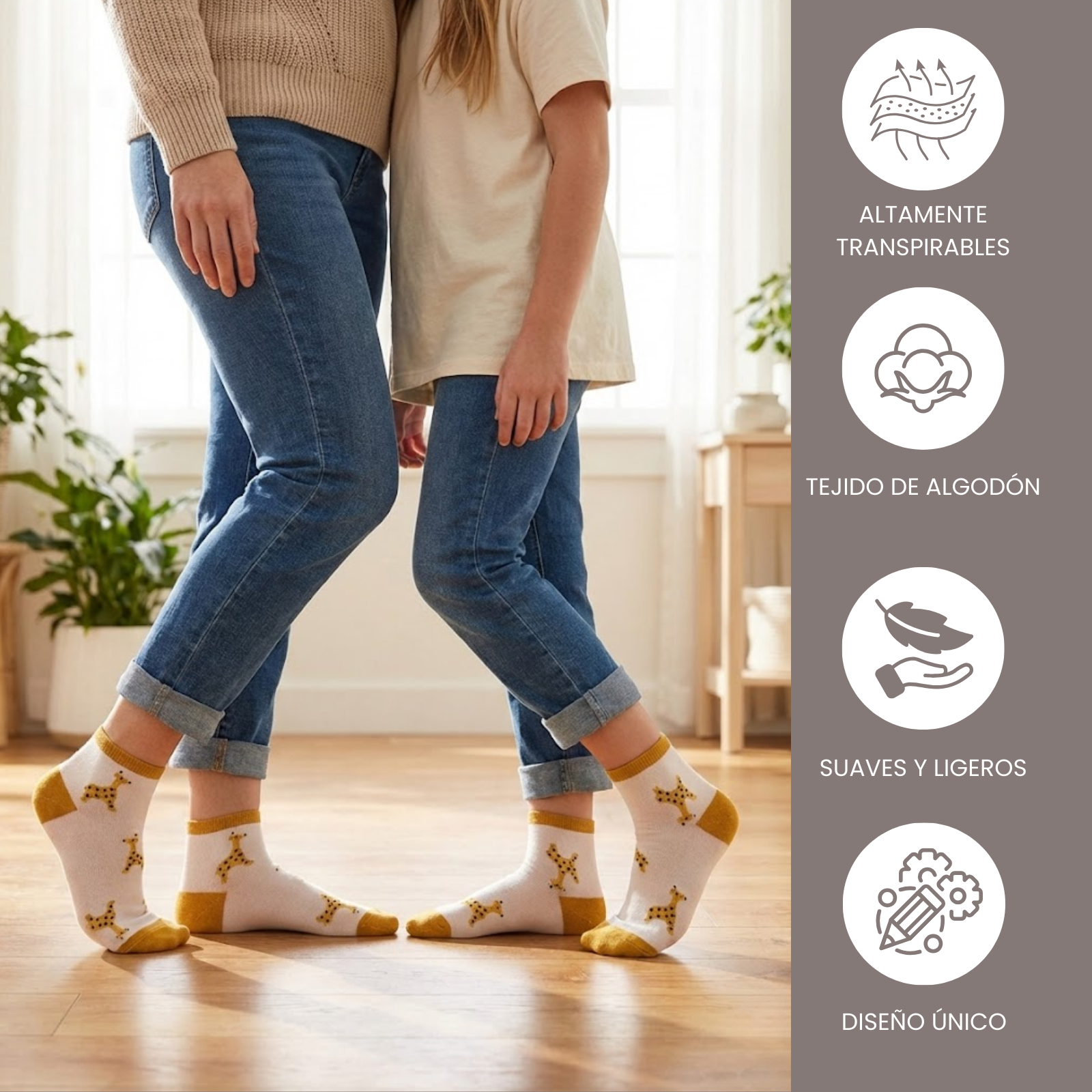 Calcetines tobilleros con estampado de jirafas