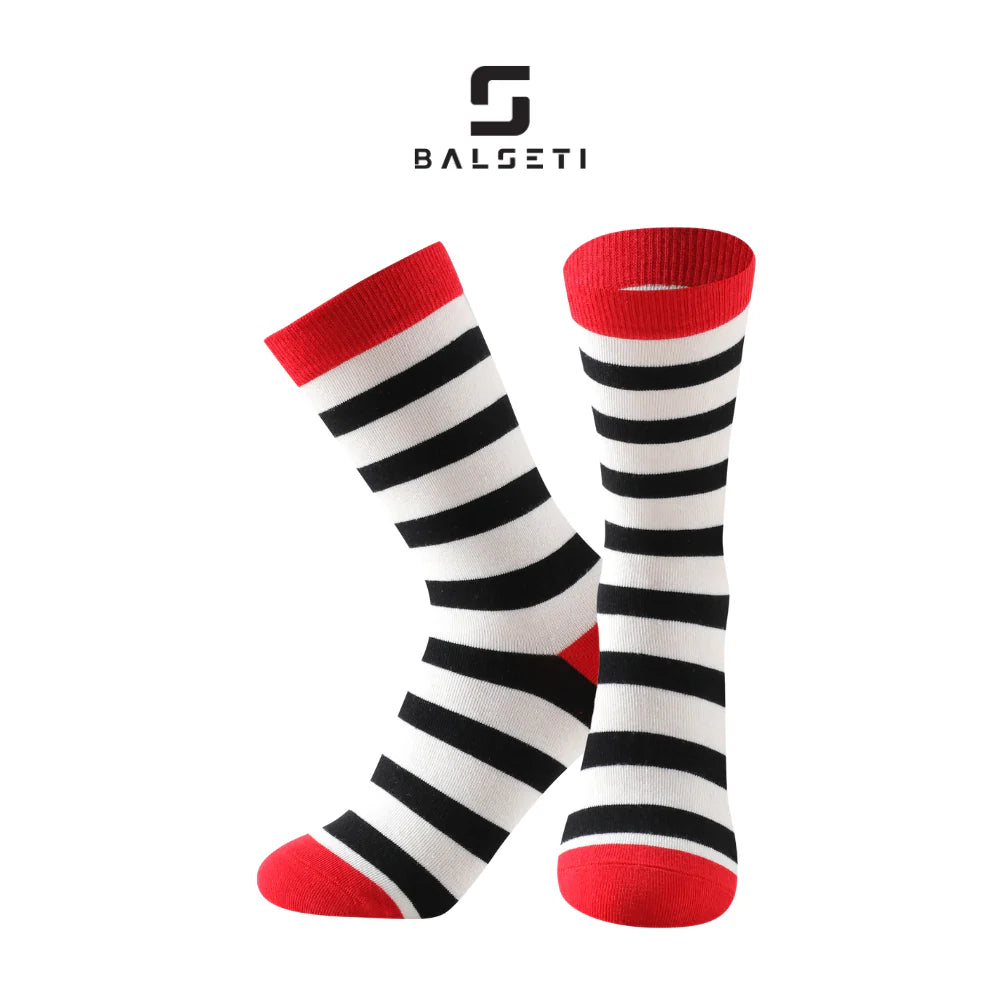 Calcetines estampados con rayas y círculos