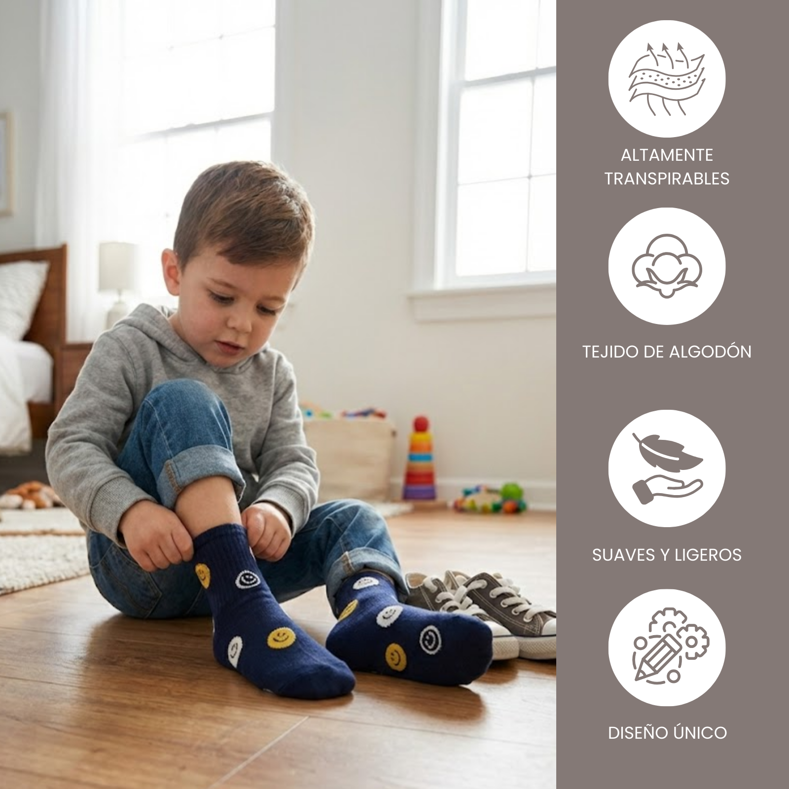 Calcetines para niños divertidos y con rayas de colores