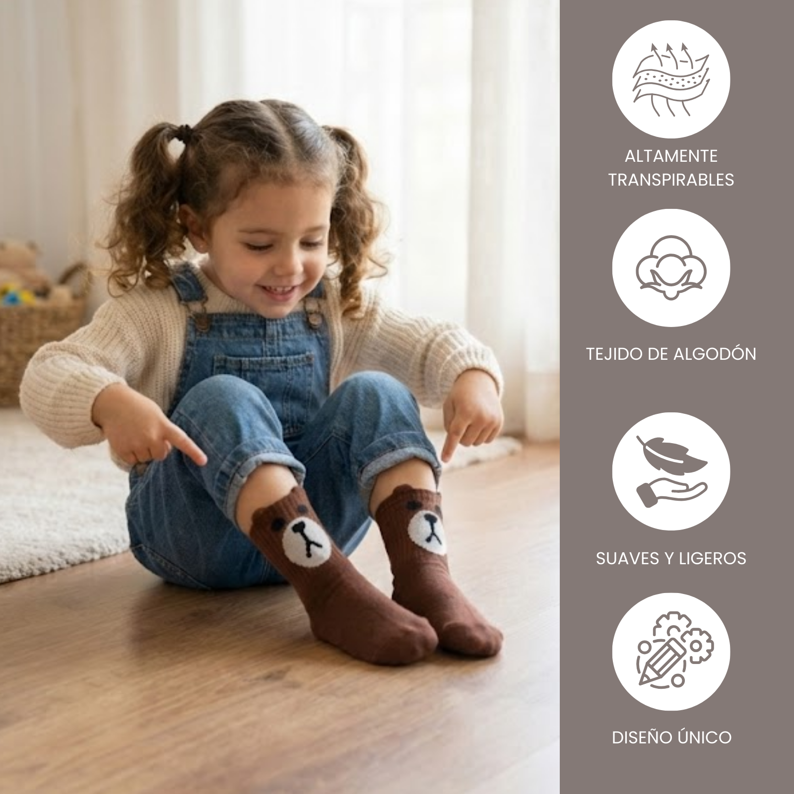 Calcetines para niños divertidos y con osos de colores
