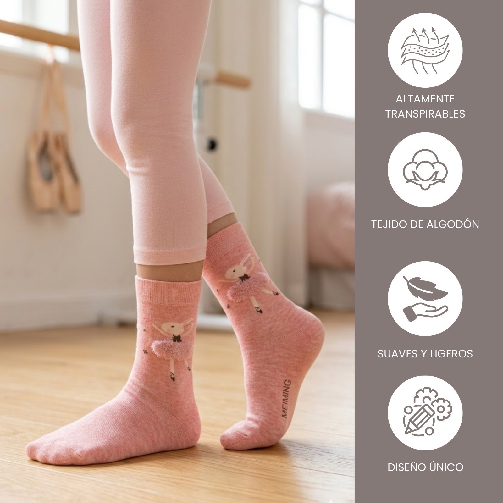 Calcetines de Media Caña Estampado de Bailarina