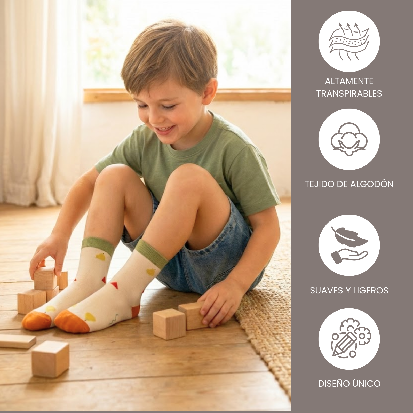 Calcetines para niños divertidos y con rayas de colores