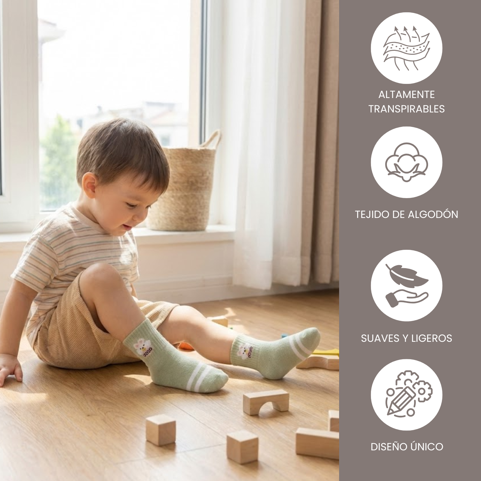 Calcetines para niños divertidos y con rayas de colores