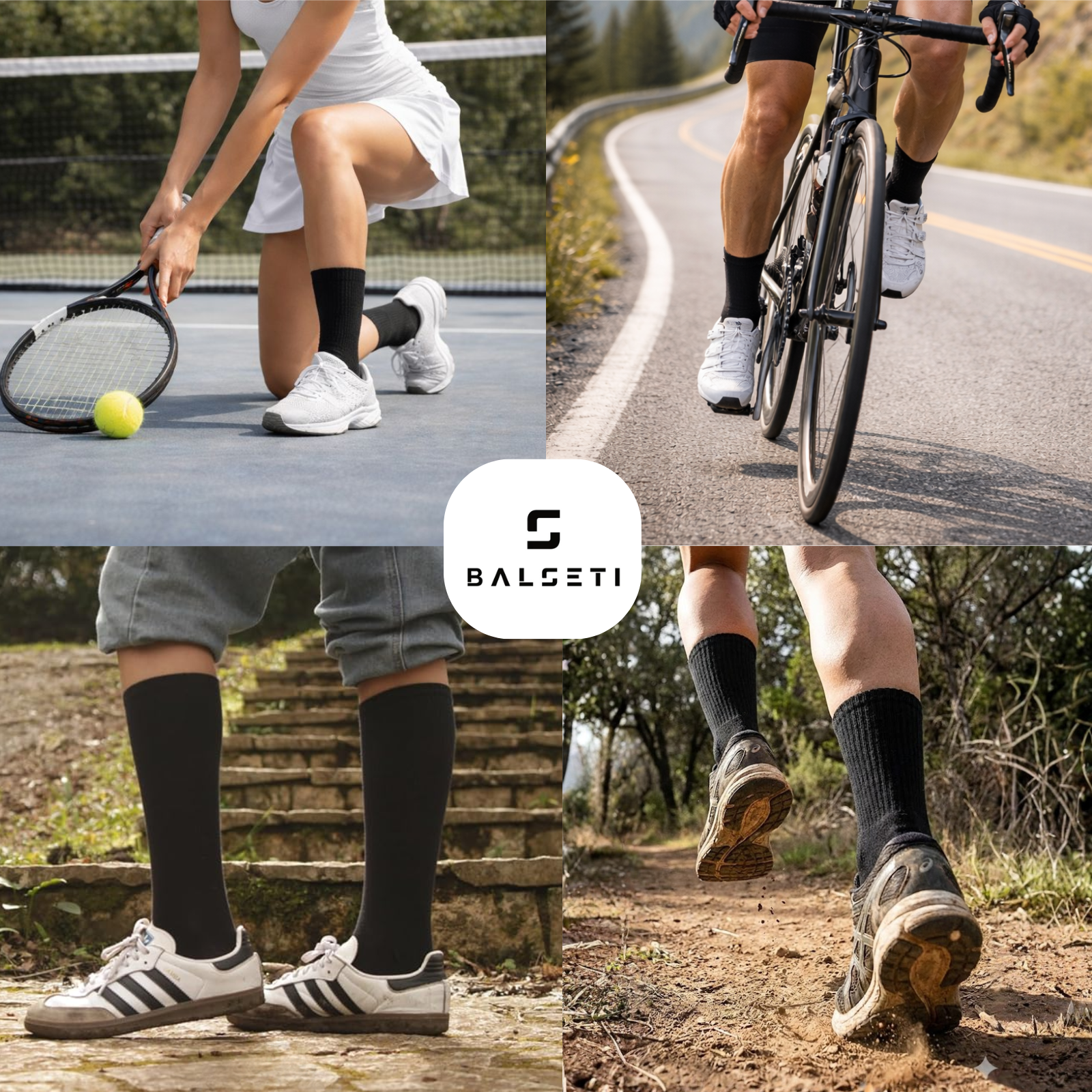Calcetines media caña deporte unisex negros