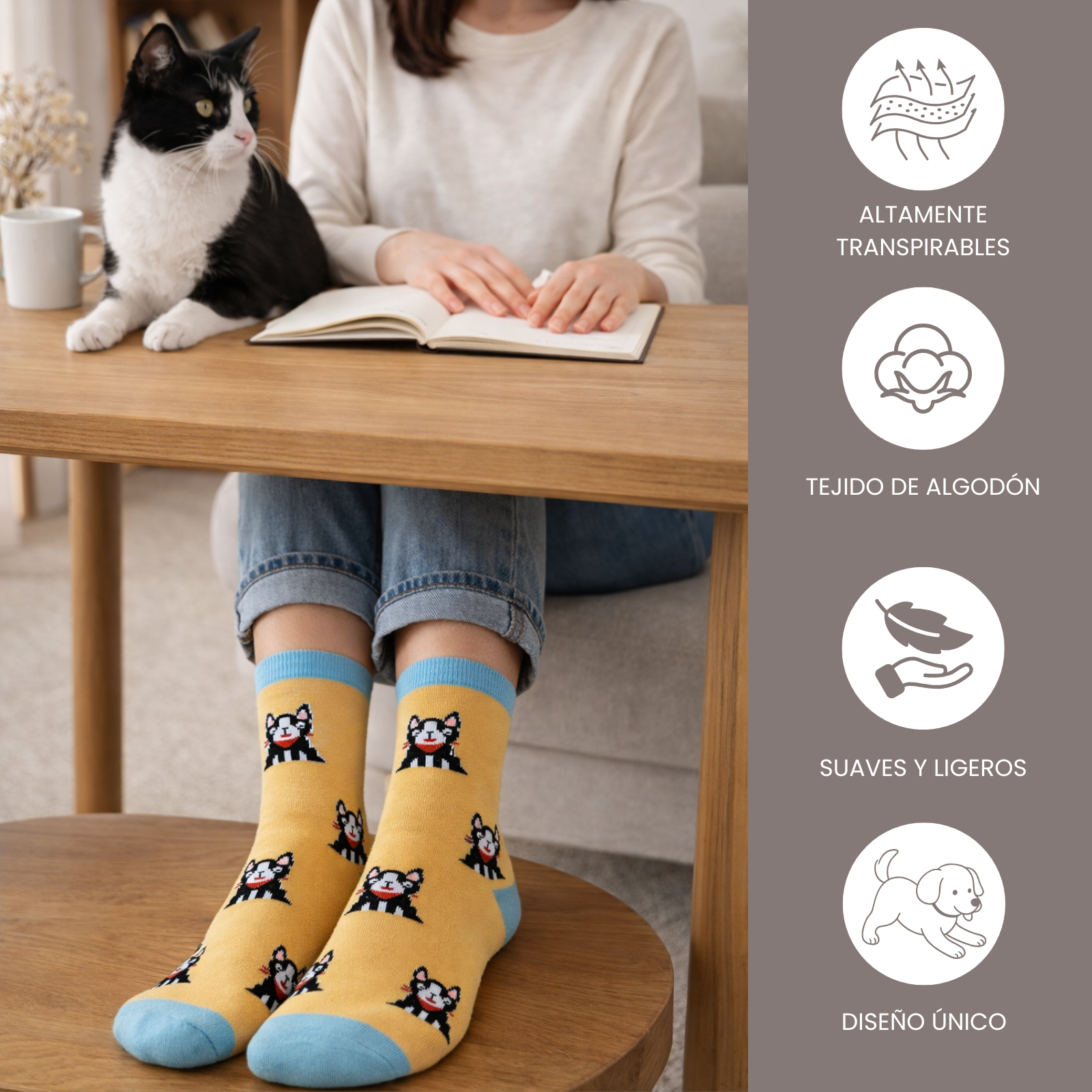 Calcetines multicolores de perritos