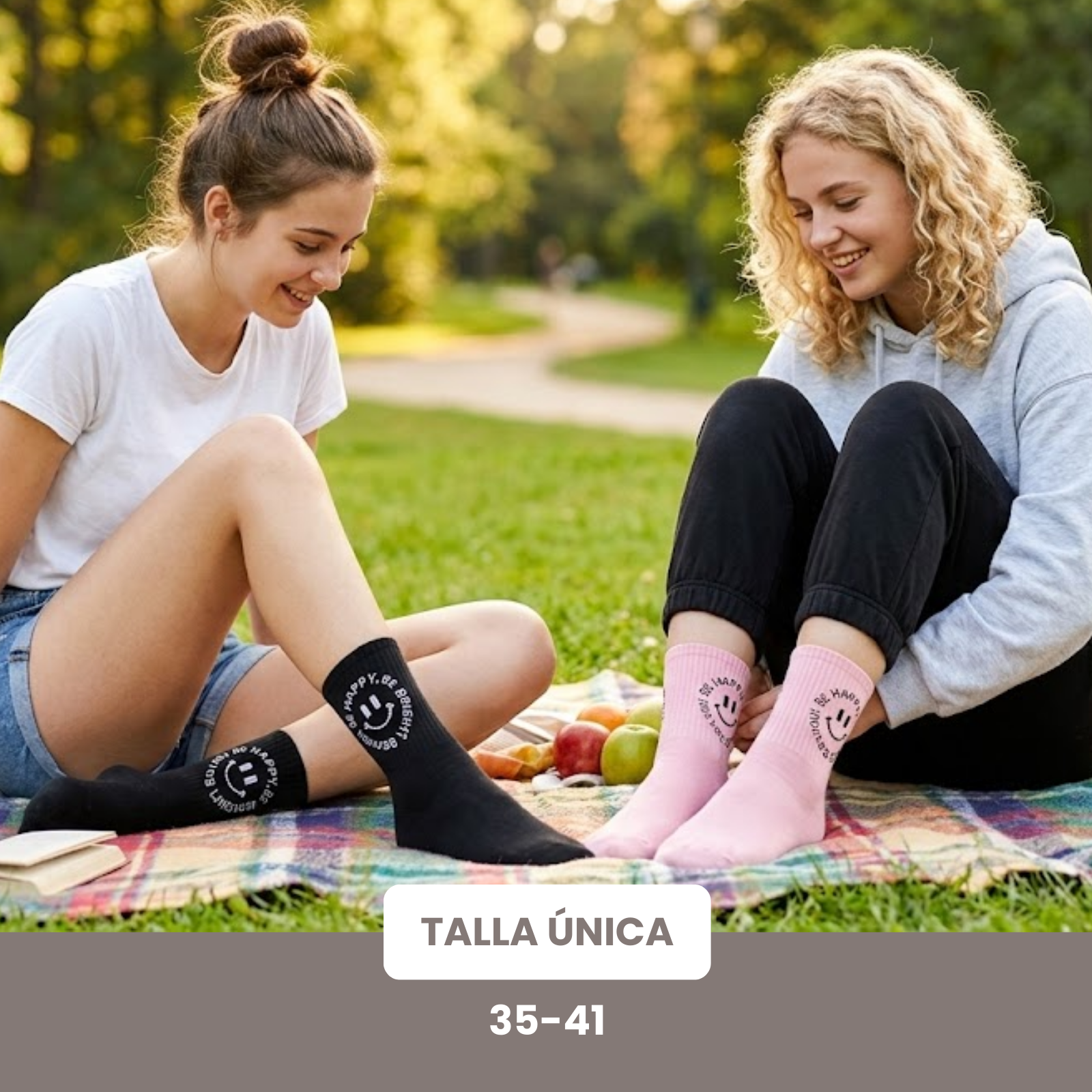 Calcetines media caña "Happy" con caritas sonrientes