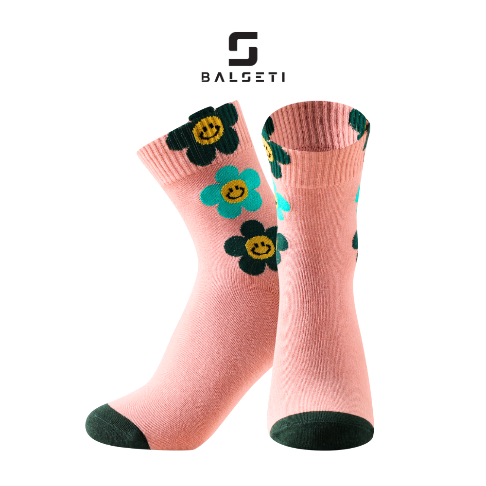 Calcetines caña media, modelo "Happy flower". Talla 35-41. Pack surtido 6/u.