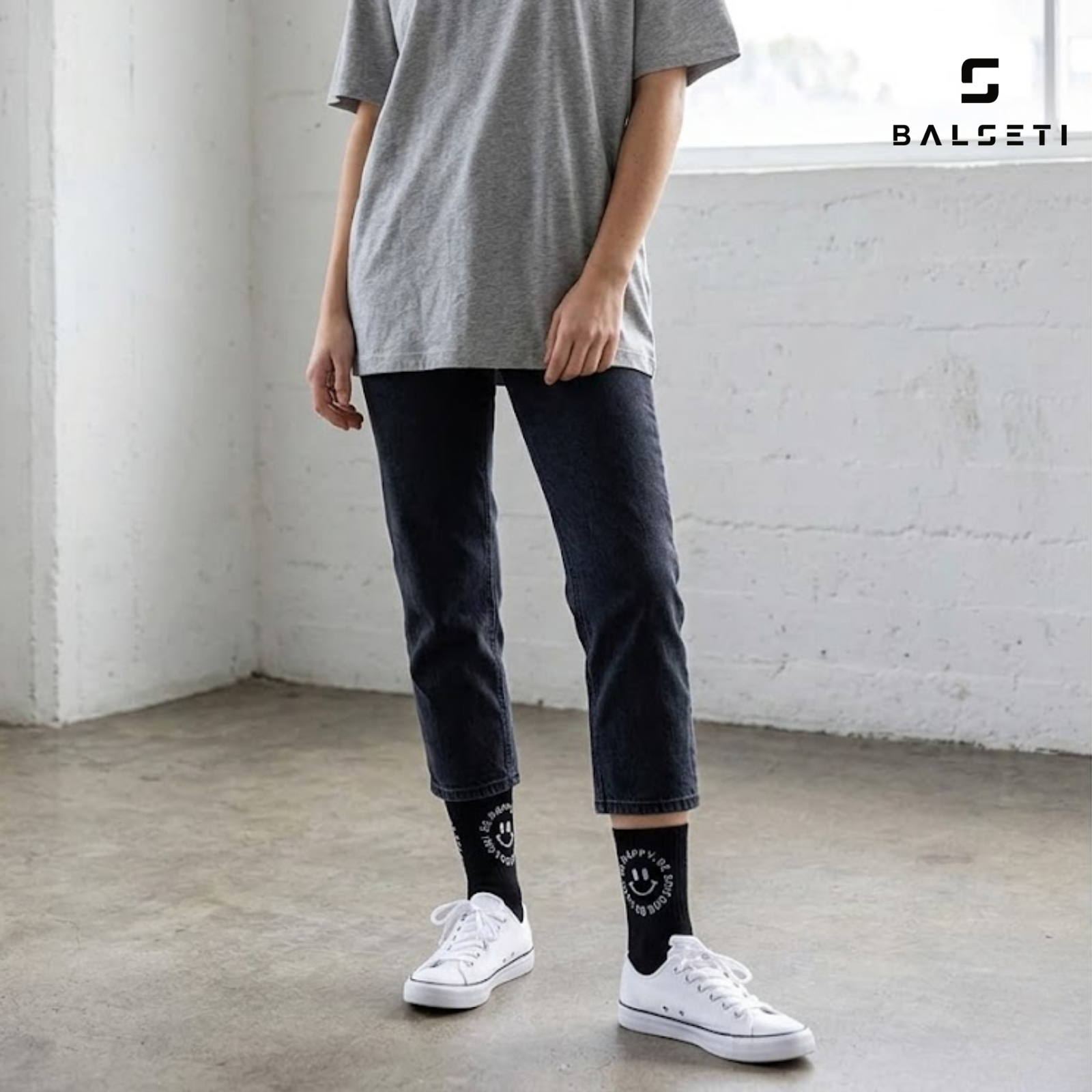 Calcetines media caña "Happy" con caritas sonrientes