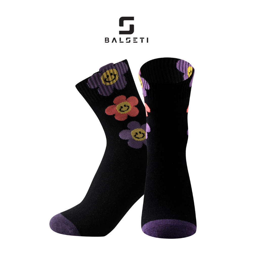 Calcetines caña media, modelo "Happy flower". Talla 35-41. Pack surtido 6/u.