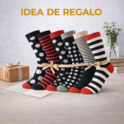 Pack de 6 Calcetines Estampados para Mujer – Rayas y Círculos