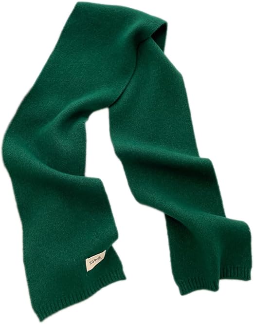 Bufanda Corta de Punto Suave Verde Oscuro