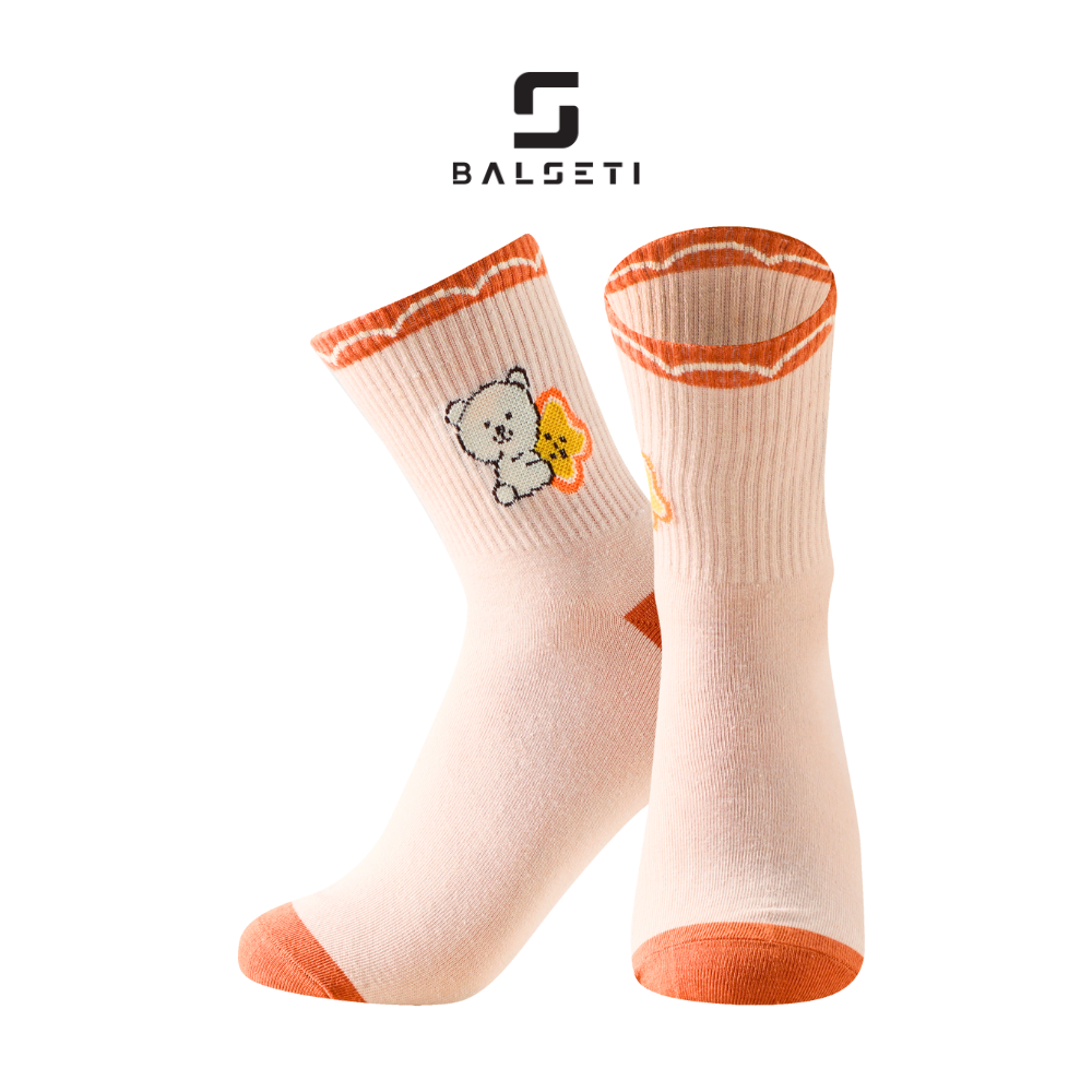 Calcetines caña media, modelo "Ositos y flores". Talla 35-41. Pack surtido 6/u.