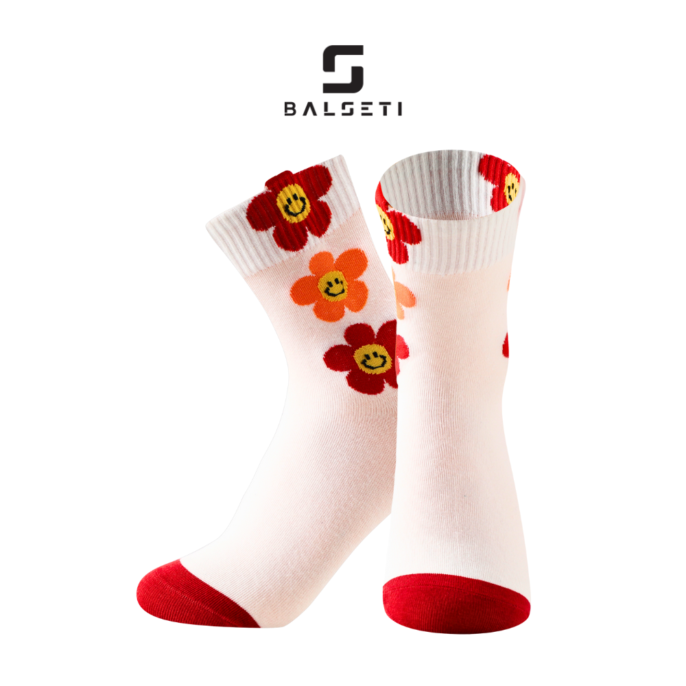 Calcetines caña media, modelo "Happy flower". Talla 35-41. Pack surtido 6/u.