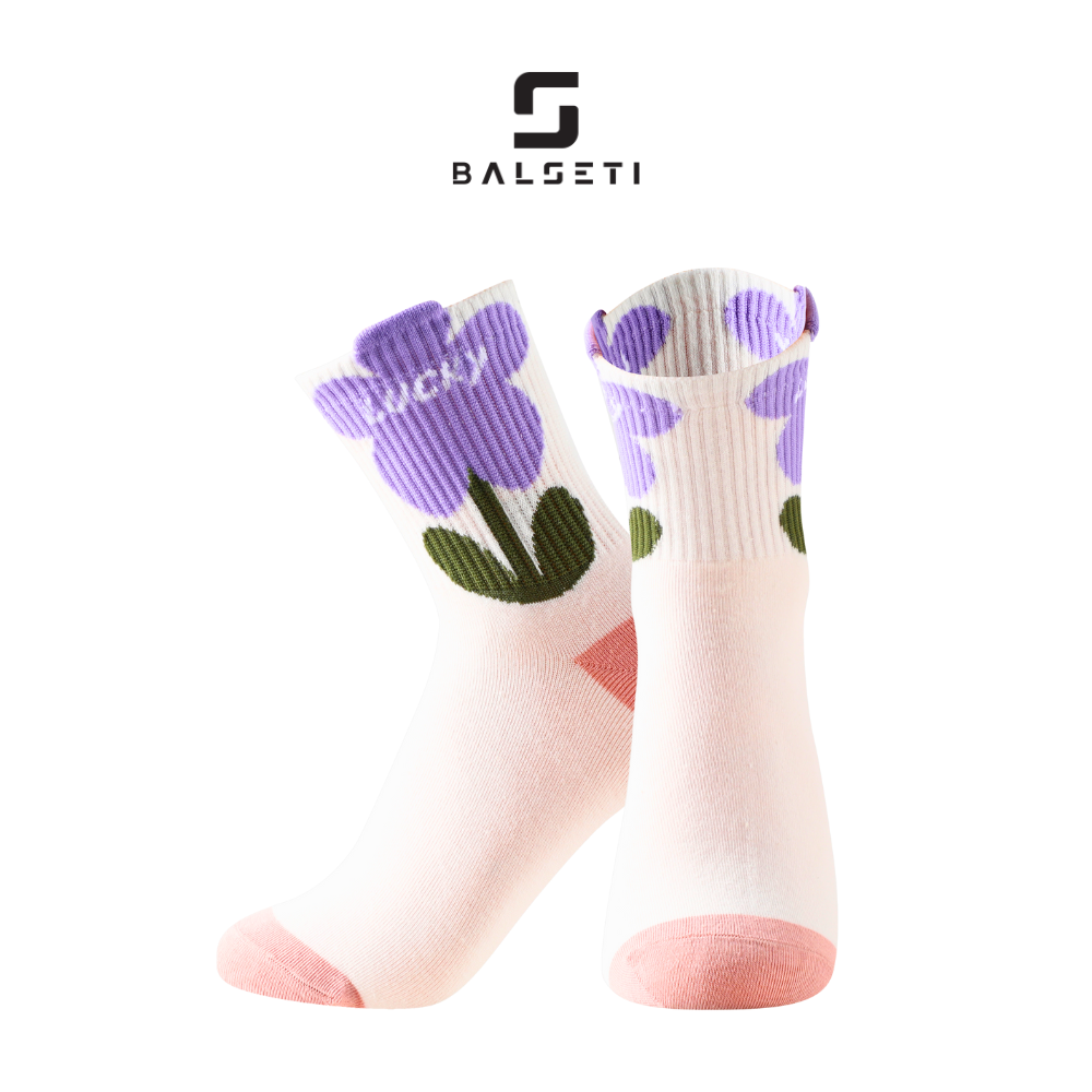 Calcetines caña media, modelo "Flower cake". Talla 35-41. Pack surtido 6/u.