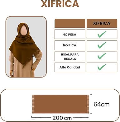 Bufanda Larga para Mujer con Flecos Marrón Fuerte
