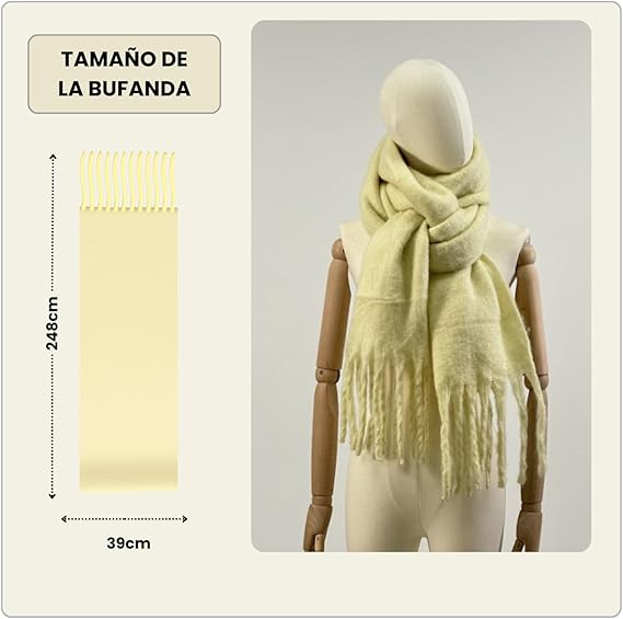 Bufanda de Mujer para Invierno Amarilla Claro