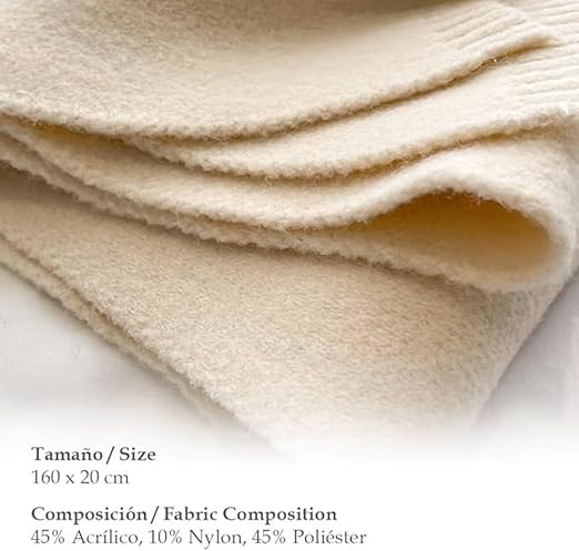 Bufanda Corta de Punto Suave Blanco Roto