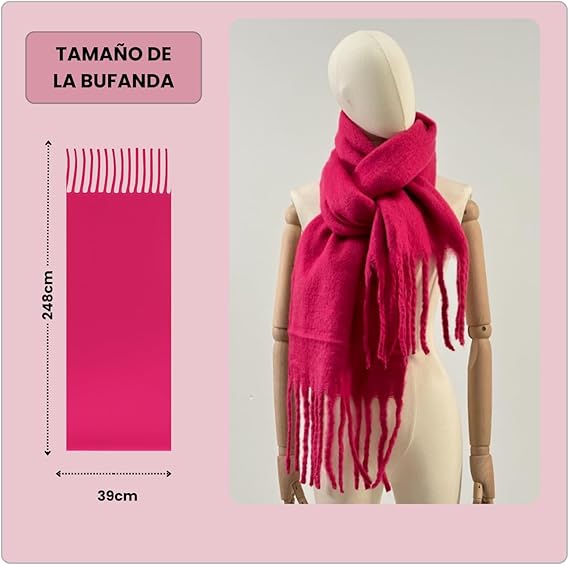 Bufanda de Mujer para Invierno Rosa Fucsia