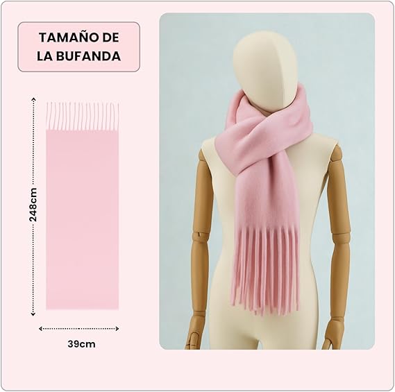 Bufanda de Mujer para Invierno Rosa Claro