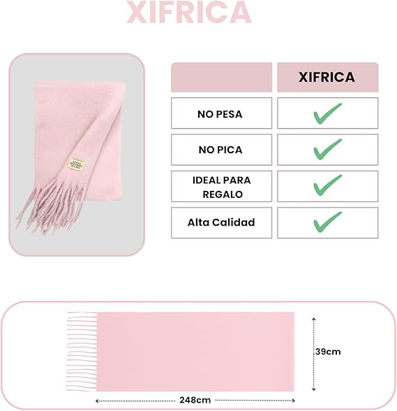 Bufanda de Mujer para Invierno Rosa Claro