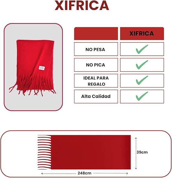 Bufanda de Mujer para Invierno Rojo