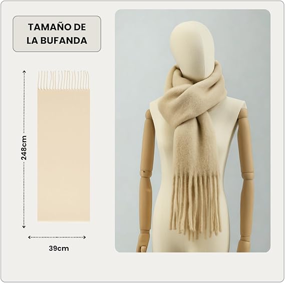 Bufanda de Mujer para Invierno Beige Claro