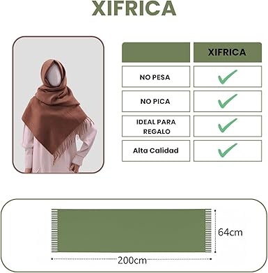 Bufanda Larga para Mujer con Flecos Verde