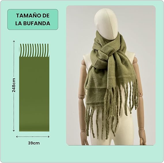 Bufanda de Mujer para Invierno Verde Oliva