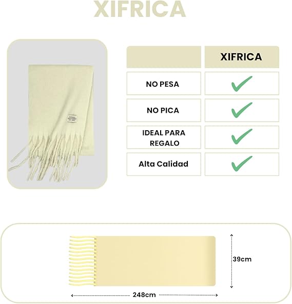 Bufanda de Mujer para Invierno Amarilla Claro