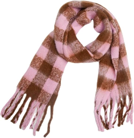 Bufanda de Mujer para Invierno Cuadros Rosa-Marrón