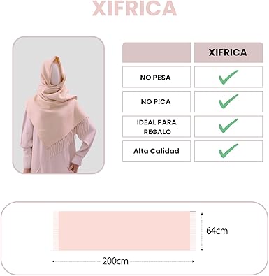Bufanda Larga para Mujer con Flecos Beige