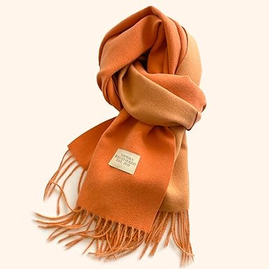 Bufanda Larga para Mujer con Flecos Naranja