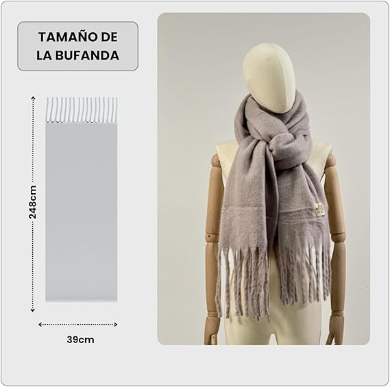 Bufanda de Mujer para Invierno Gris Claro