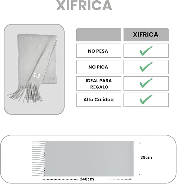 Bufanda de Mujer para Invierno Gris Claro