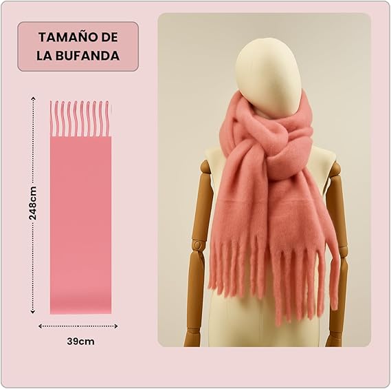 Bufanda de Mujer para Invierno Rosa