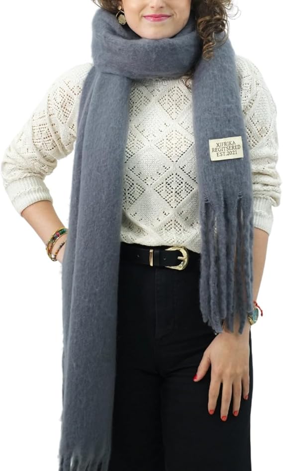 Bufanda de Mujer para Invierno Gris Oscuro