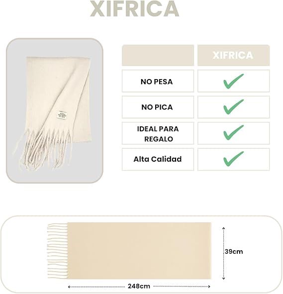 Bufanda de Mujer para Invierno Beige Claro