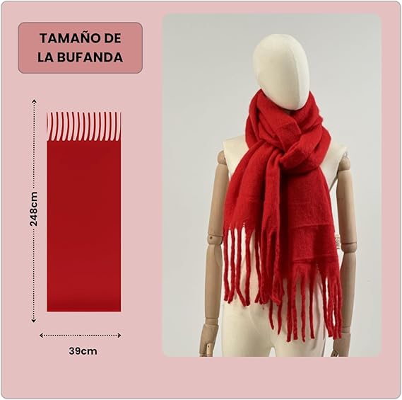 Bufanda de Mujer para Invierno Rojo