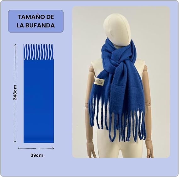 Bufanda de Mujer para Invierno Azul Eléctrico