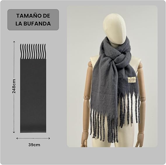 Bufanda de Mujer para Invierno Gris Oscuro