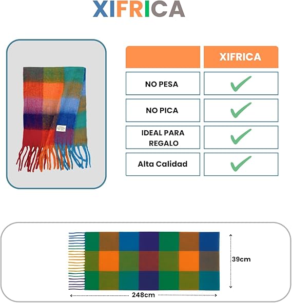 Bufanda de Mujer para Invierno Cuadros Colores