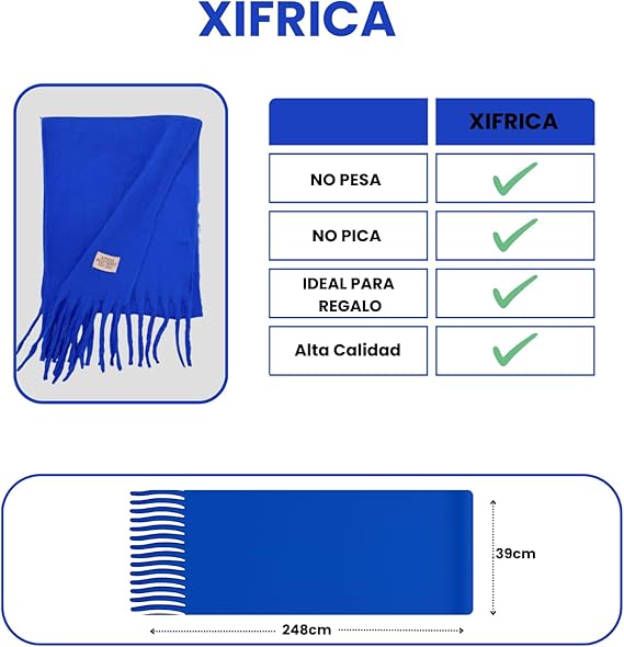 Bufanda de Mujer para Invierno Azul Eléctrico