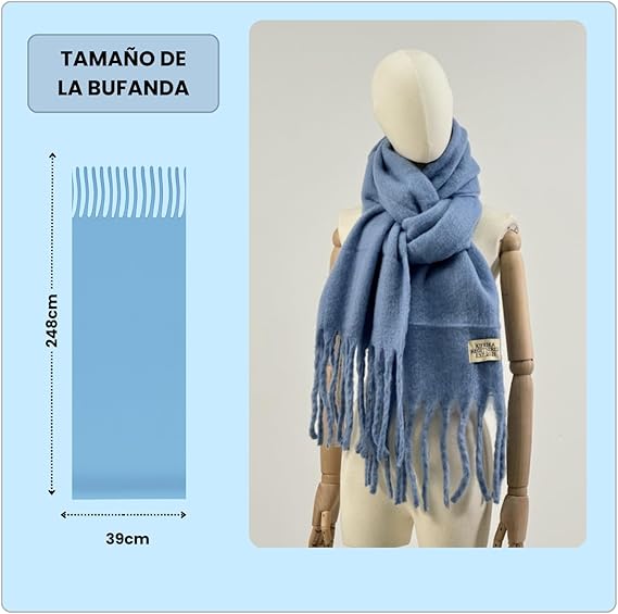 Bufanda de Mujer para Invierno Azul Claro