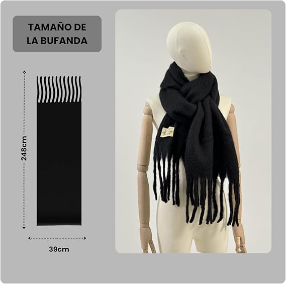 Bufanda de Mujer para Invierno Negro
