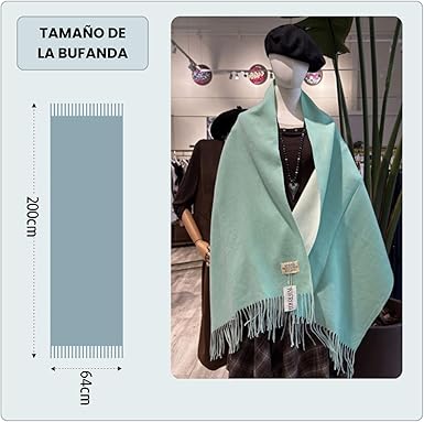 Bufanda Larga para Mujer con Flecos Turquesa