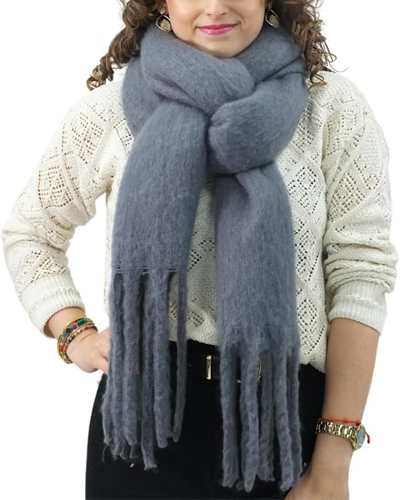 Bufanda de Mujer para Invierno Gris Oscuro