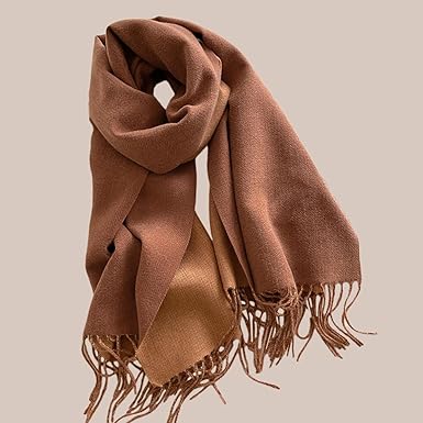 Bufanda Larga para Mujer con Flecos Marrón Fuerte