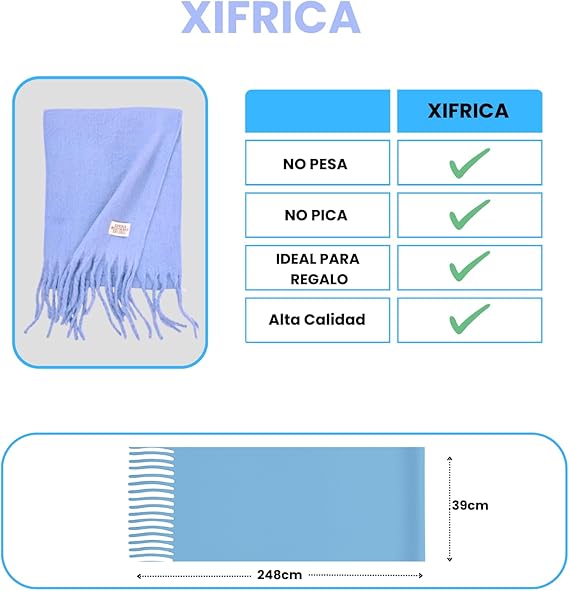 Bufanda de Mujer para Invierno Azul Claro